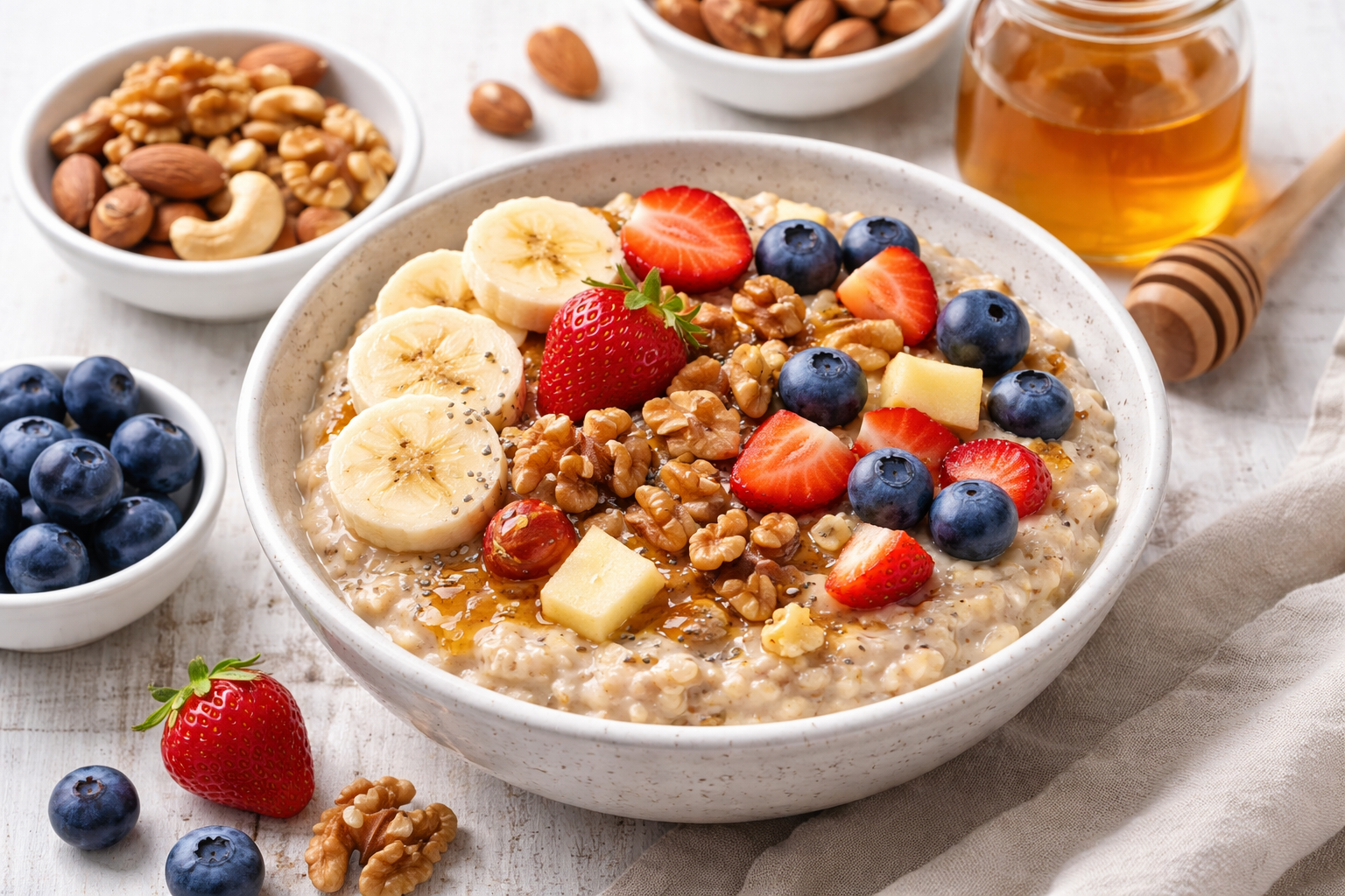 Oatmeal with fruits and nuts